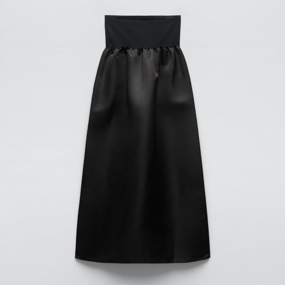 Zara CONTRAST Silky and KNIT Straight Fit Dress - Picture 6 of 7